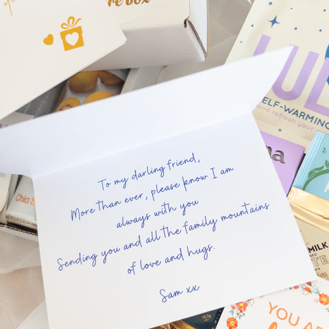 free gift card with beautiful message and various items