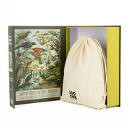 Box set with bird illustrations of NZ Birds and a drawstring bag on a white background
